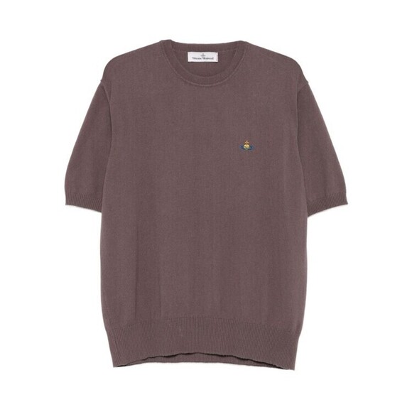 Vivienne Westwood Short-Sleeved Brown Sweater With Logo Embroidery - NWT